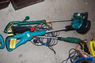 An electric weed burner, cordless strimmer (no charger) bump feet, a Bosch cordless,