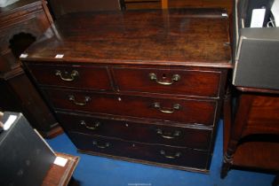 An Oak Chest of three long and two short drawers, 36 1/2'' x 19'' x 33 1/2'' high.