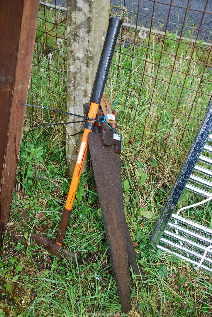 Two hand saws and a log splitter.