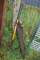 Two hand saws and a log splitter.