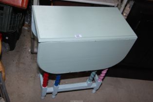 A painted drop leaf table with barley twist legs, 2' x 13 1/2" closed,