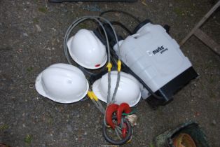 Three safety helmets,