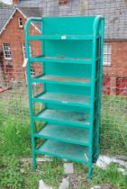 A metal shelf unit with seven shelves, 26" wide x 14" deep x 62" high.