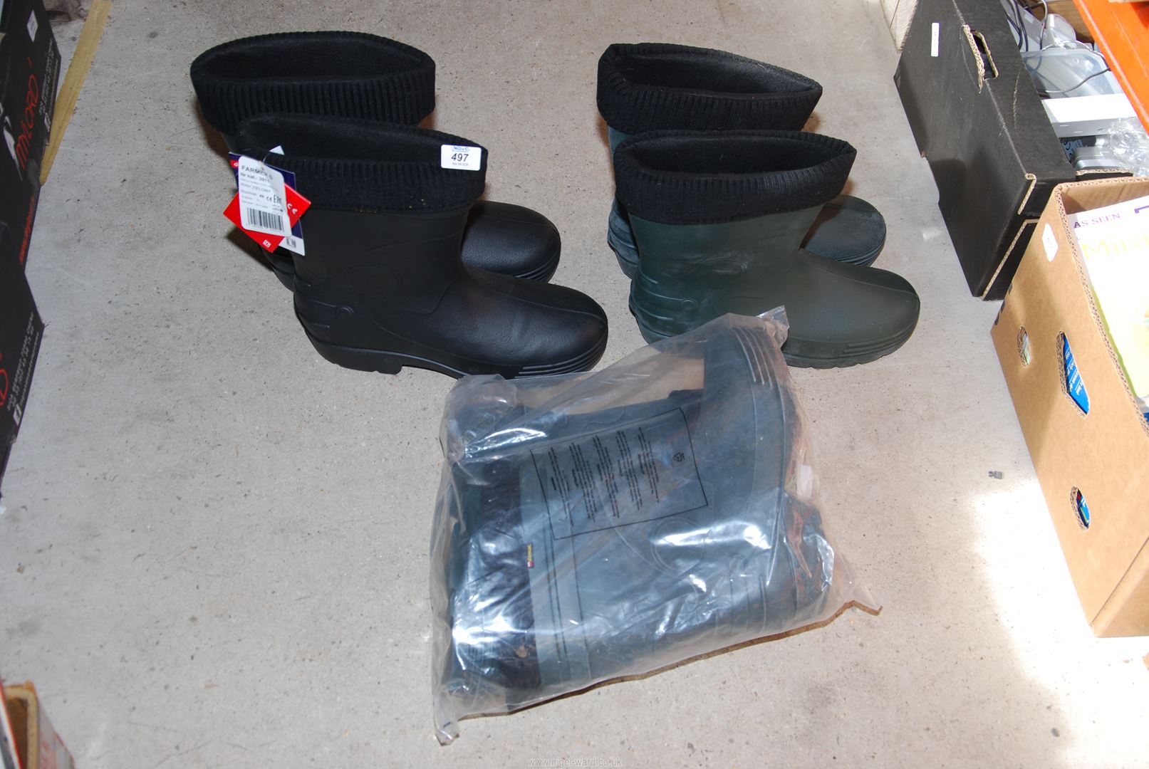 Three pairs of lightweight boots, size 49 - 13 1/2.