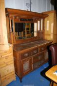 An Oak Art Nouveau mirror topped sideboard, 60'' wide x 23 1/2'' deep x 74 3/4'' high.