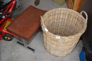 A log basket and a piano stool.