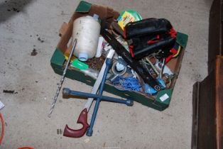 Miscellaneous tools including wheel spider, staple guns, horse bit, castors, etc.