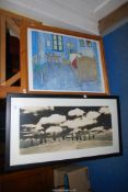 A 'Van Gogh' print and a sepia photograph of landscape with billowing clouds.