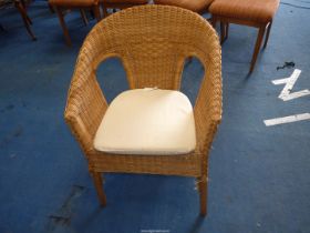 A wicker chair.