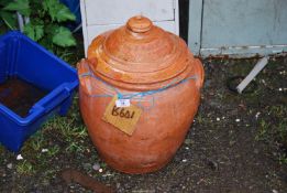 A terracotta Urn, lidded, 20" high.