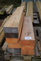 Eight lengths of Cedar timber 8 1/2" x 4" , 3 @ 54 1/2" long , 5 @ 68" long.