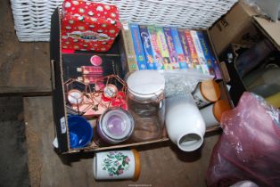 Disney VHS tapes, Botanical garden storage jars, Baylis & Harding set etc.