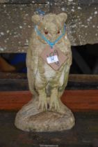 A concrete garden owl, 17 1/2" high.