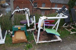 Gym equipment a/f, garden kneeler, wave boards etc.