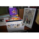 Children's books and a print of 9-11 heroes.
