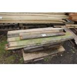 Two x 5" x 3" softwood Posts, and eight x 6" x 1" softwood boards 76" long.