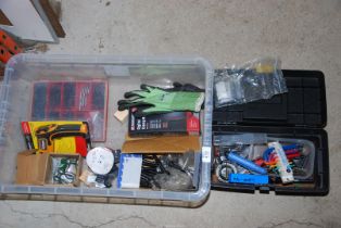 Allen key set, small tool box, nuts and bolts, etc.