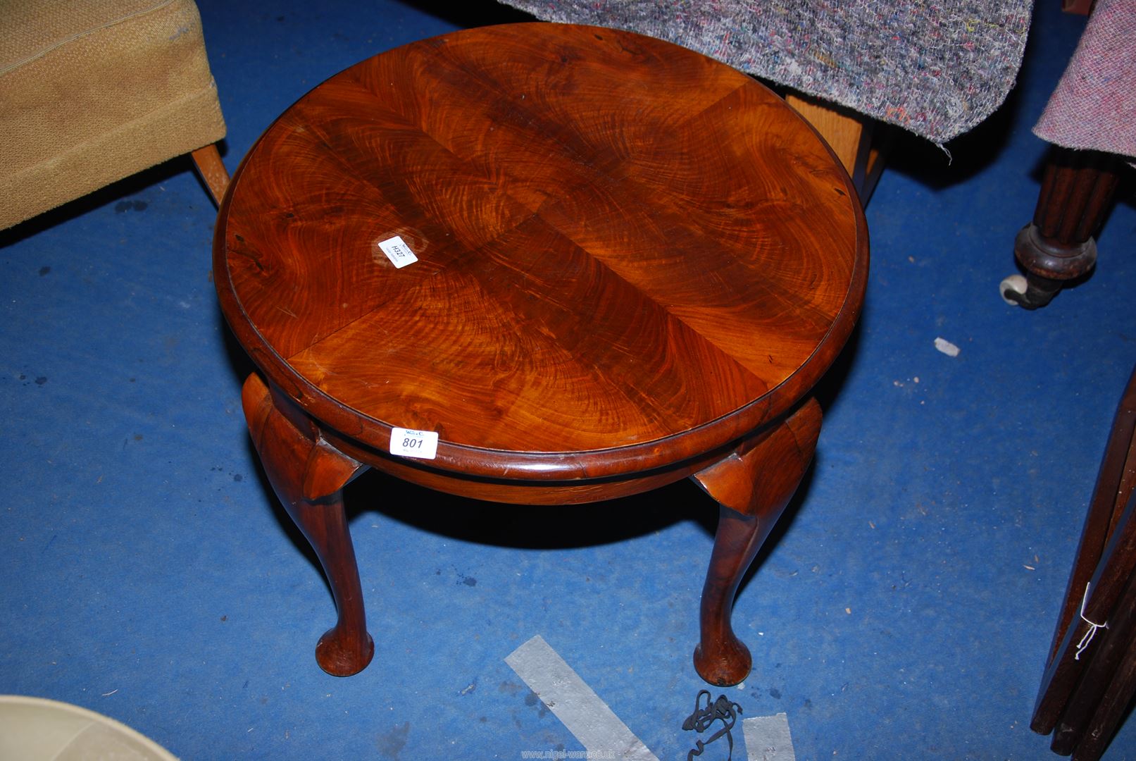 A small circular table.