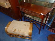 A small hall table and bamboo style pouffee/stool. **.