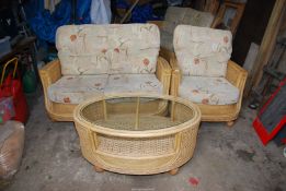 A Cane conservatory Suite comprising two x two seater Settees,