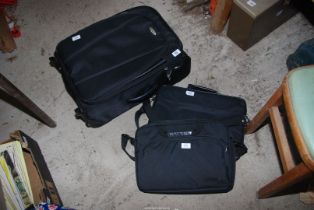 Three luggage cases, one being 'Samsonite'.