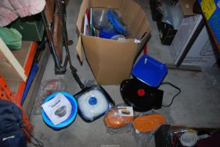 A box of kitchenware, jugs, microwave, pressure cooker, etc.