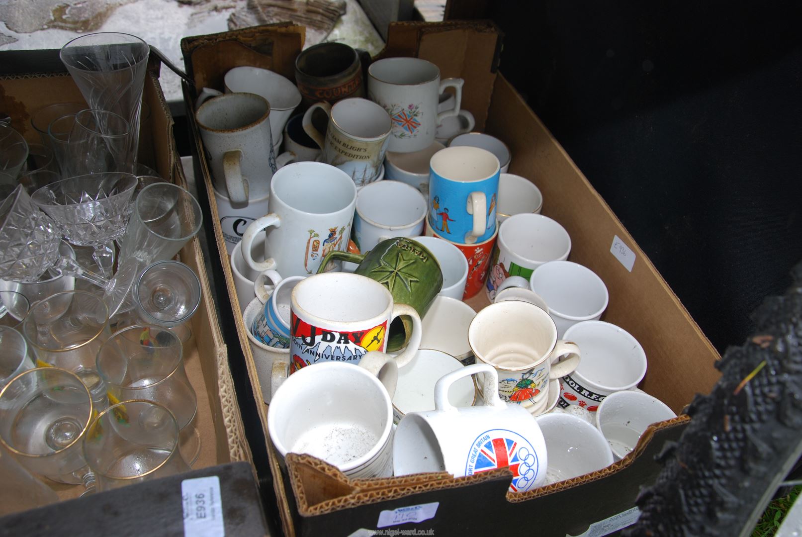 Three boxes of china, glass and mugs. - Image 4 of 4