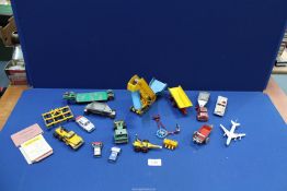 A box of Die-cast toys including; farming machines, Dinky, etc.