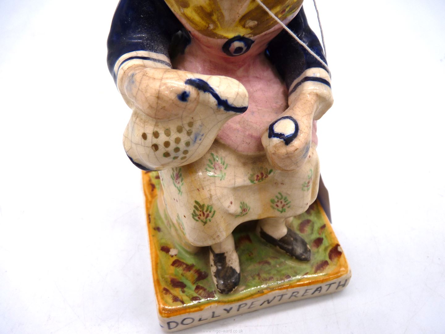 A Staffordshire figure of Dolly Pentreath - the last Cornish woman to speak the language, 7" tall. - Image 4 of 4