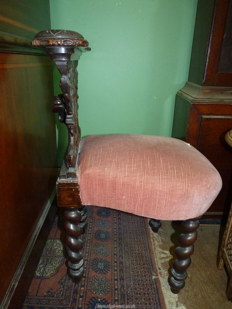 A most unusual Oak framed Side Chair standing on mirrored twist legs, - Image 14 of 25
