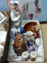 A small quantity of ornaments including' three Nao polar bears, Studio Pottery dish with mouse,