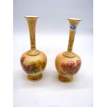 A pair of Royal Worcester bottle bud Vases, marks for 1897,