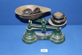 A set of Librasco scales with various weights.