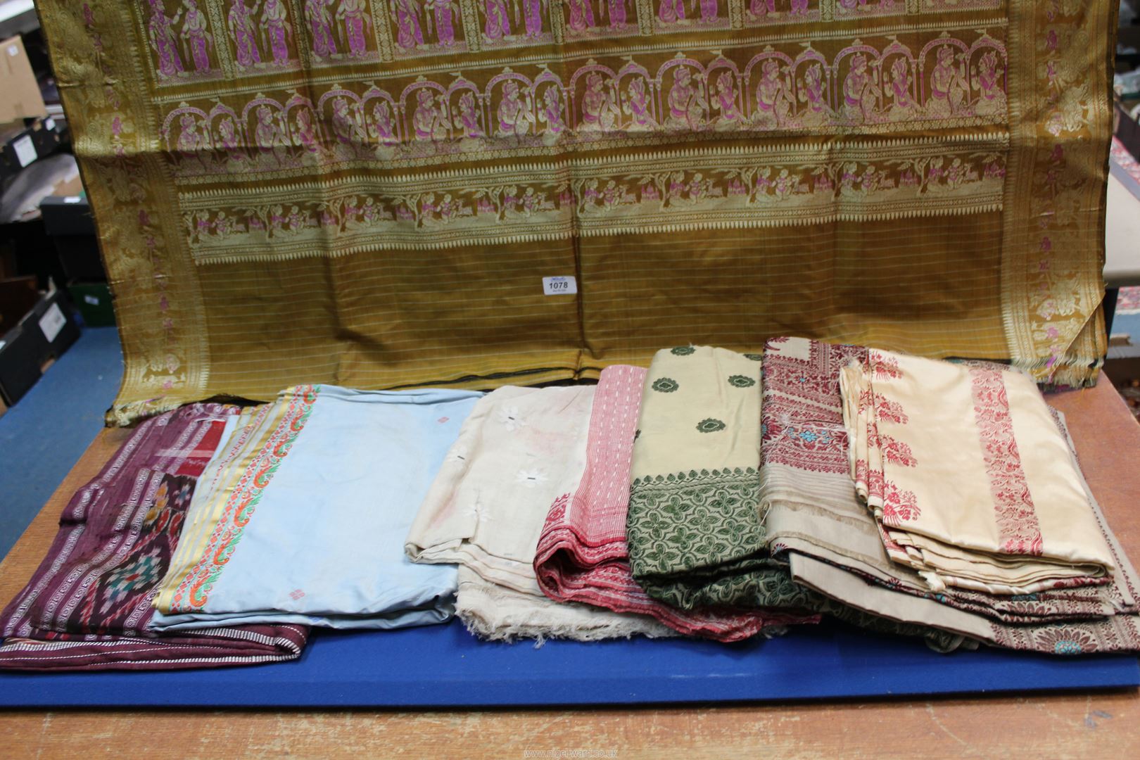 A quantity of silk and other fabrics including; - Image 2 of 3