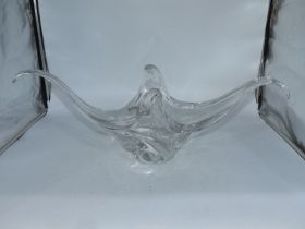 A very large French Art glass bowl with attached label in French stating it is entirely hand made.