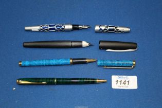Four pens including; Parker Sonnet ballpoint, Wancher fountain pen, L' Plume ballpoint, etc.