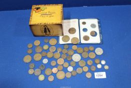 A quantity of English decimal and pre-decimal coins including three silver threepence, half crown,