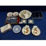 A small quantity of china including; pin dishes, display plate, ash tray, Royal Worcester,