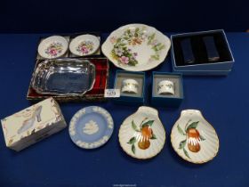 A small quantity of china including; pin dishes, display plate, ash tray, Royal Worcester,