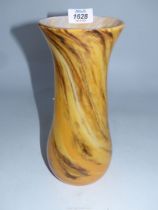An Isle of Wight Alum bay hand blown vase in shades of orange and yellow 11" tall.
