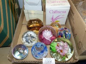 A quantity of assorted paperweights to include Caithness 'Cauldron', Caithness 'Moon Crystal',