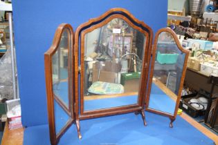 A cross-banded Mahogany framed free standing Dressing table Mirror,