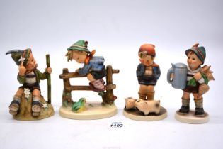 Four Goebel 'Hummel' figures including; Farm Boy, Retreat to Safety, etc.