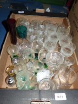 A quantity of glass including; six hobnail cut out wine glasses, four Webbs brandy glasses,
