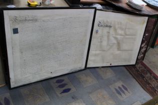Two framed Indentures; one dated 1890 of a sketched plan of Salisbury Road,