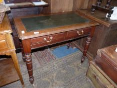 An Edwardian Mahogany library/writing Table having an inset toop,
