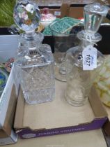 A heavy quality slice cut glass decanter including stopper,