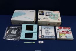 A Nintendo DS Lite (with instructions) 'Brain Training' starter pack plus classic world games, etc.