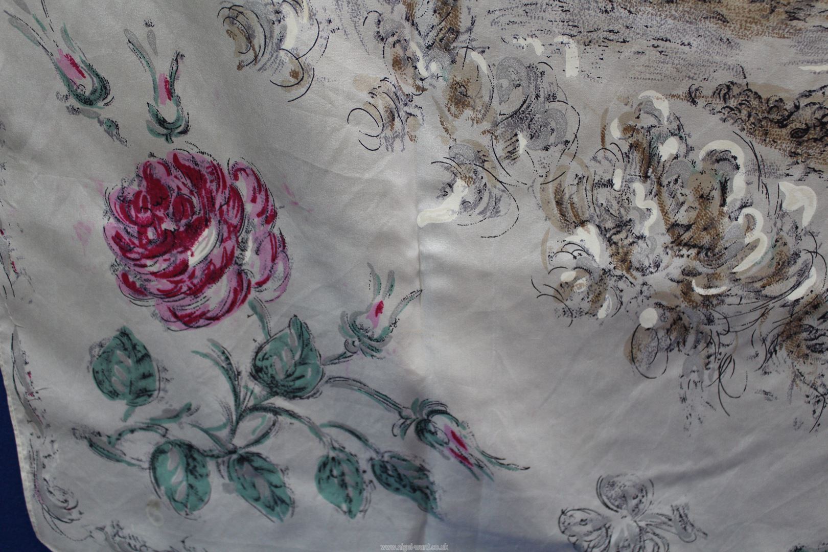 An Oliver Messel silk Jubilee scarf having coach and horse to the centre with various plants - Image 5 of 5