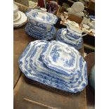 An Adams ''Landscape'' blue and white dinner service including; three graduated meat plates,